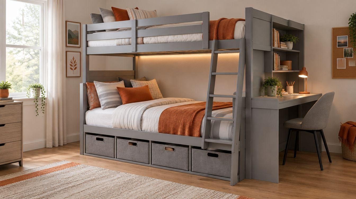 ADORNEVE Full-Over-Full Bunk Bed with Desk: Specs, Pros, Cons and Safety Checks